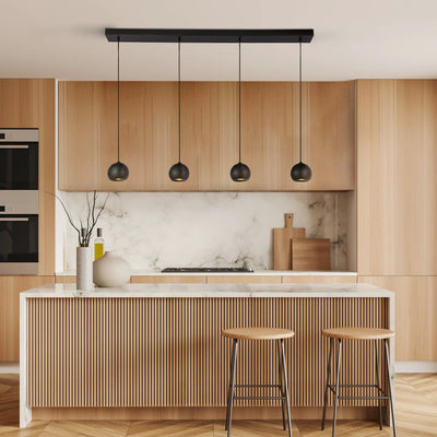 Hanglamp Eindhoven 4Lt Bar - Sand Black Metal by Searchlight