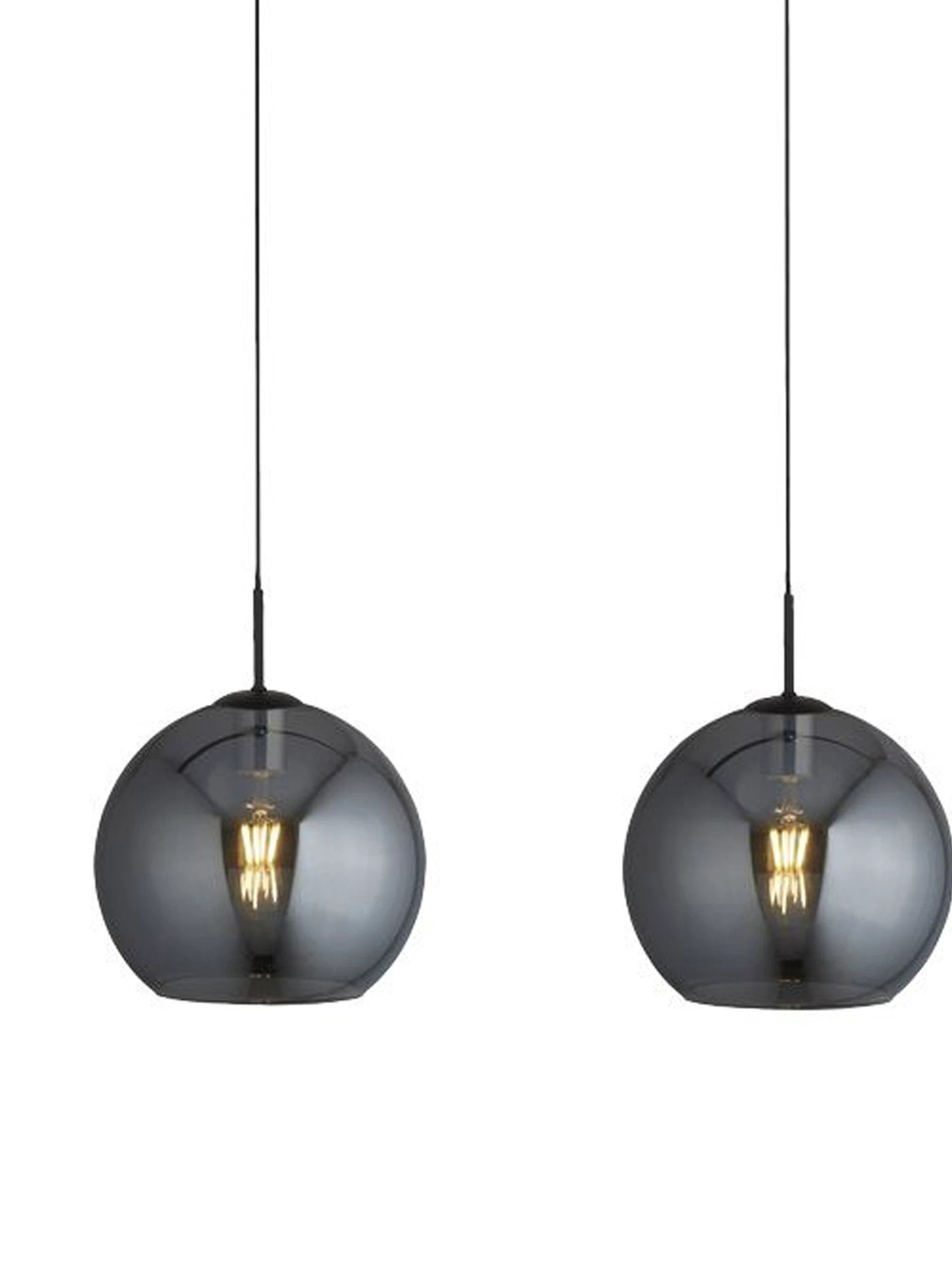 Hanglamp Amsterdam 3Lt - Black Metal & Smoked Glass by Searchlight