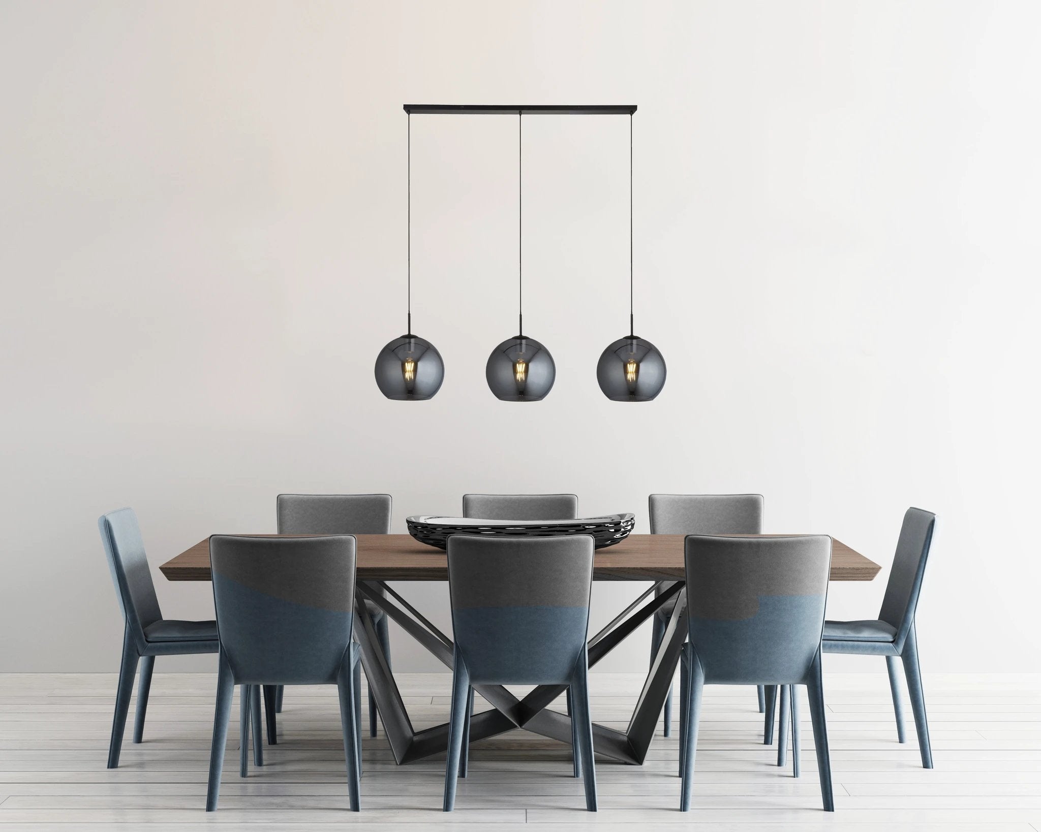 Hanglamp Amsterdam 3Lt - Black Metal & Smoked Glass by Searchlight