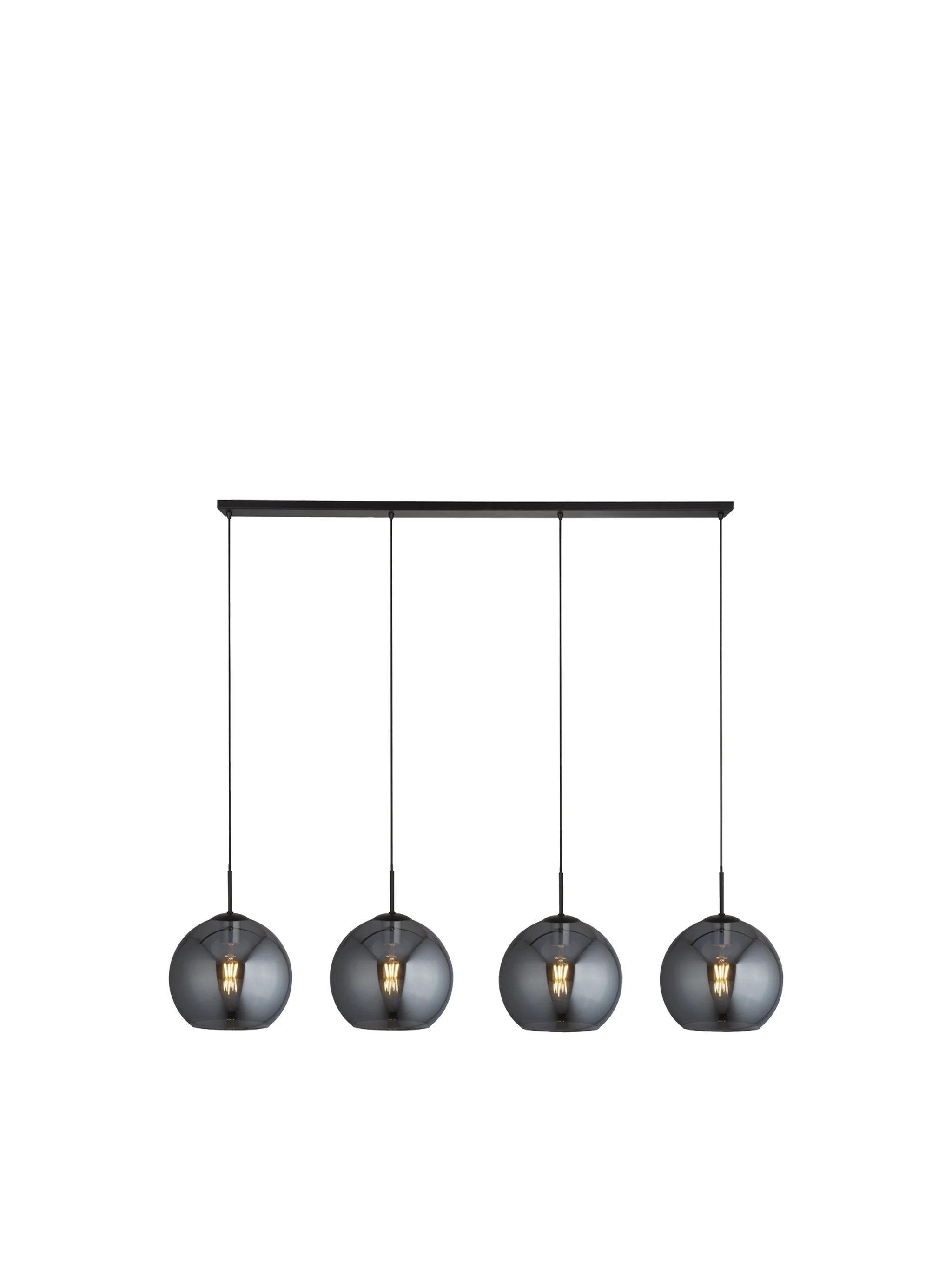Hanglamp Amsterdam 4Lt - Black Metal & Smoked Glass by Searchlight