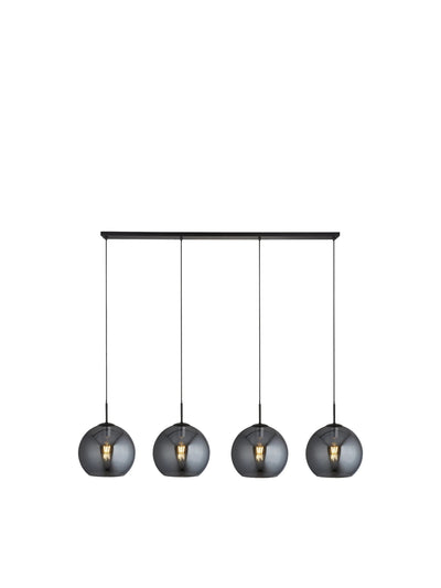 Hanglamp Amsterdam 4Lt - Black Metal & Smoked Glass by Searchlight