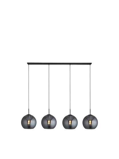 Amsterdam 4Lt Bar Pendant - Black Metal & Smoked Glass