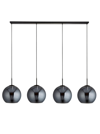 Hanglamp Amsterdam 4Lt - Black Metal & Smoked Glass by Searchlight