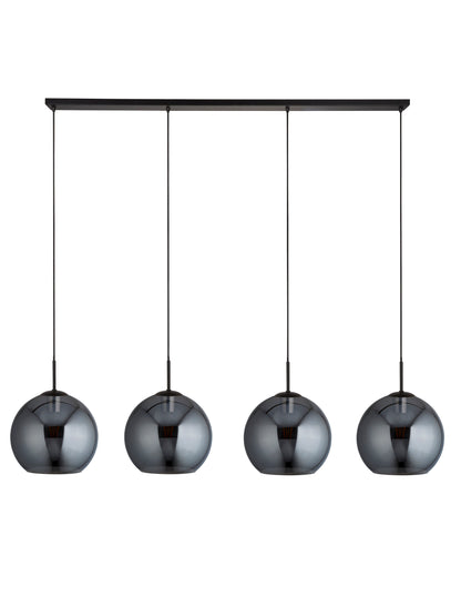 Amsterdam 4Lt Bar Pendant - Black Metal & Smoked Glass