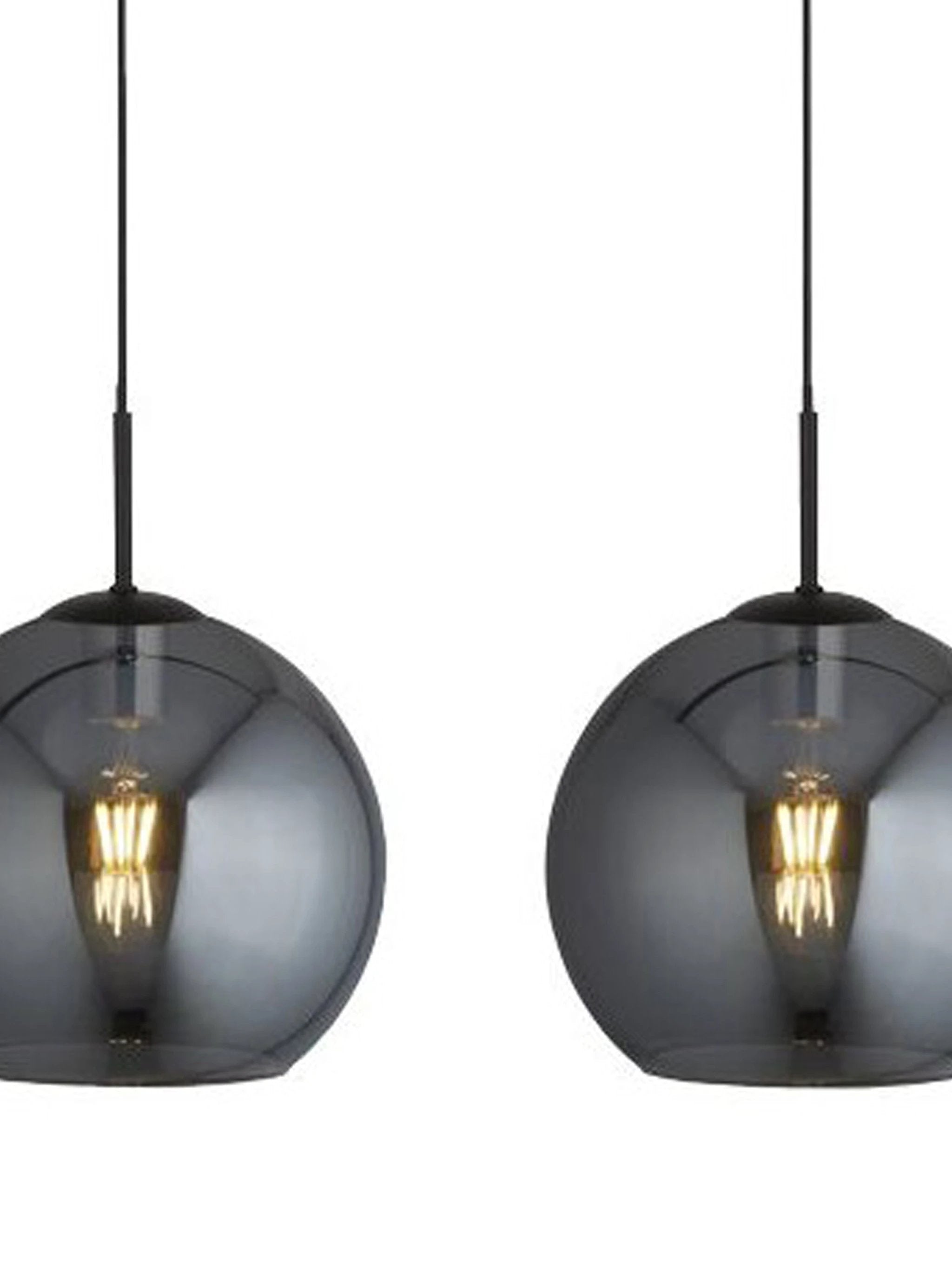Hanglamp Amsterdam 4Lt - Black Metal & Smoked Glass by Searchlight