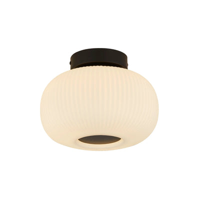 Plafondlamp Lumina - Black Metal & Opal Ribbed Glass by Searchlight