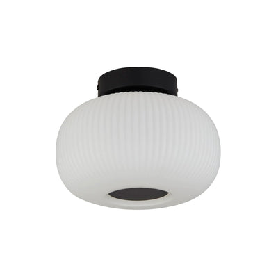 Plafondlamp Lumina - Black Metal & Opal Ribbed Glass by Searchlight