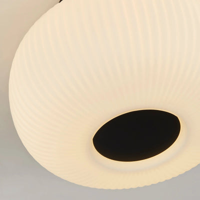 Plafondlamp Lumina - Black Metal & Opal Ribbed Glass by Searchlight