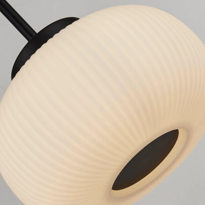 Hanglamp Lumina 3Lt - Black Metal & Opal Ribbed Glass by Searchlight