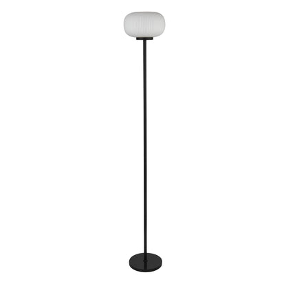 Lumina Floor Lamp - Black Metal & Opal Ribbed Glass