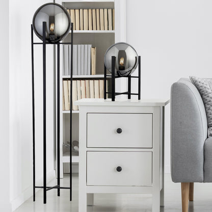 Amsterdam Floor Lamp  - Black Metal & Smoked Glass