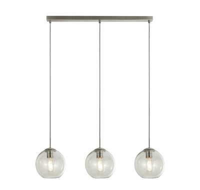 Hanglamp Balls 3Lt Ø15cm - Chrome Metal & Clear Glass by Searchlight