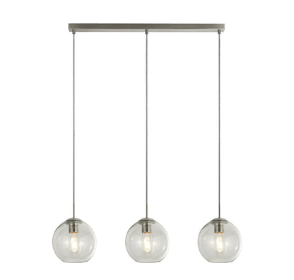 Balls 3Lt Bar Pendant - Chrome Metal & Clear Glass