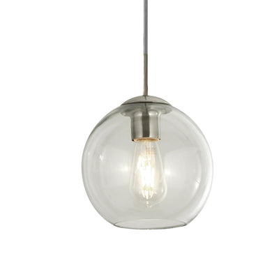 Hanglamp Balls 3Lt Ø15cm - Chrome Metal & Clear Glass by Searchlight