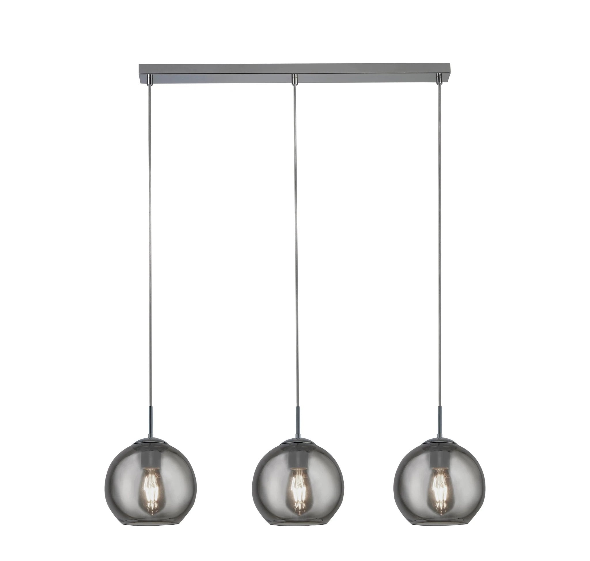 Hanglamp Balls 3Lt - Chrome Metal & Smoked Glass by Searchlight