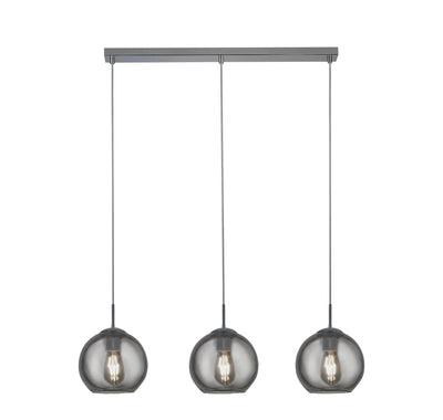Hanglamp Balls 3Lt - Chrome Metal & Smoked Glass by Searchlight