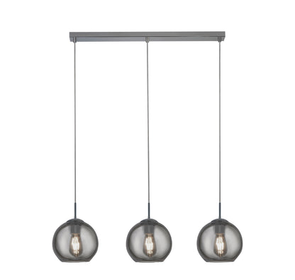 Balls 3Lt Bar Pendant - Chrome Metal & Smoked Glass