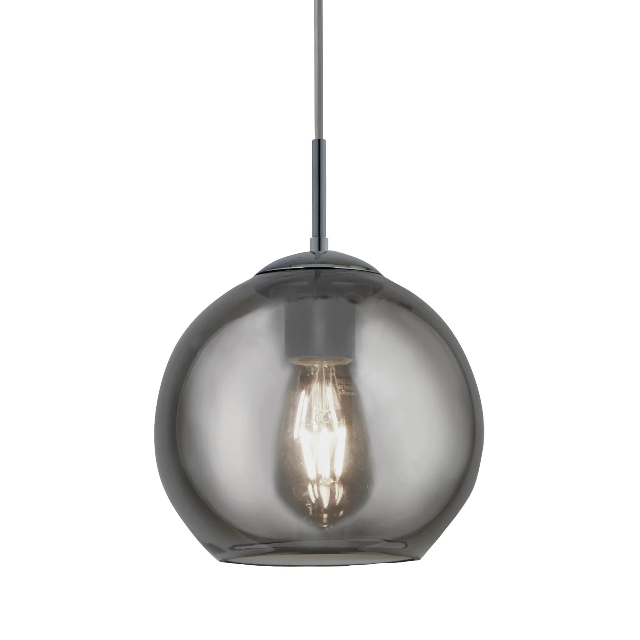 Hanglamp Balls 3Lt - Chrome Metal & Smoked Glass by Searchlight