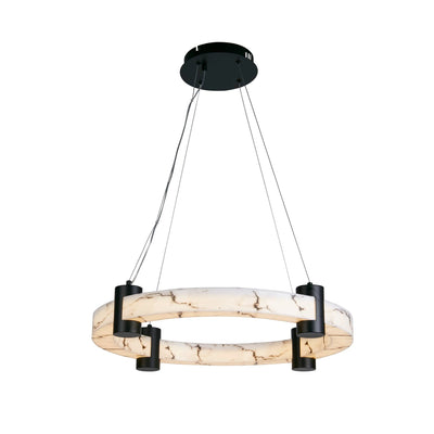 Hanglamp Moonbeam LED, Black Metal & Marbleised Resin by Searchlight