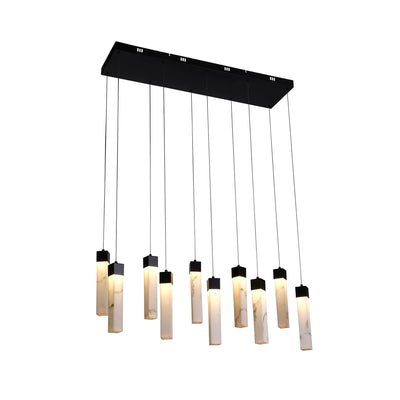Hanglamp Moonbeam 10Lt, Black Metal & Marbleised Resin by Searchlight