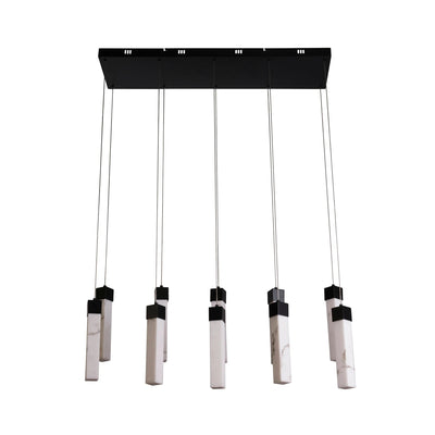 Hanglamp Moonbeam 10Lt, Black Metal & Marbleised Resin by Searchlight