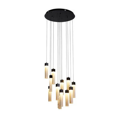 Hanglamp Moonbeam 13Lt, Black Metal & Marbleised Resin by Searchlight