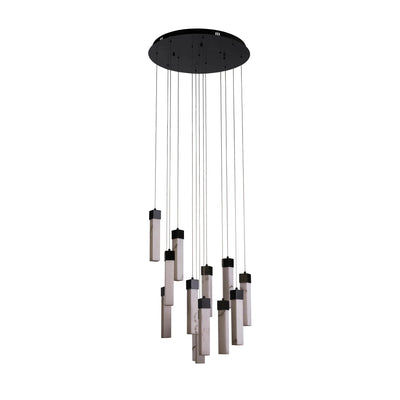 Hanglamp Moonbeam 13Lt, Black Metal & Marbleised Resin by Searchlight