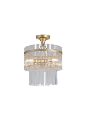 Plafondlamp Lara 3Lt Semi - Gold Metal, Clear Glass Rods