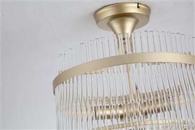 Plafondlamp Lara 3Lt Semi - Gold Metal, Clear Glass Rods