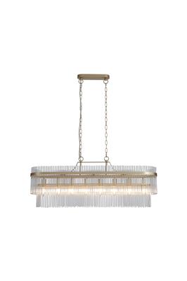Hanglamp Lara 8Lt  Oval - Gold Metal & Clear Glass Rods