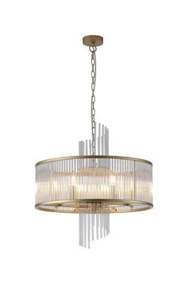 Hanglamp Lara 6Lt Gold metal with clear glass rods by Searchlight
