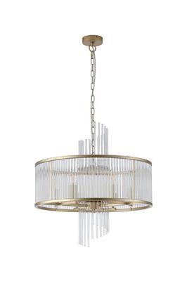 Hanglamp Lara 6Lt Gold metal with clear glass rods by Searchlight
