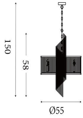 Hanglamp Lara 6Lt Gold metal with clear glass rods by Searchlight