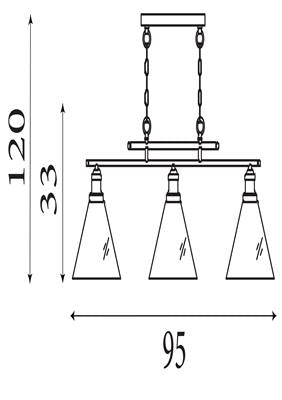 Hanglamp Pyramid 3Lt - Satin Silver Metal & Glass