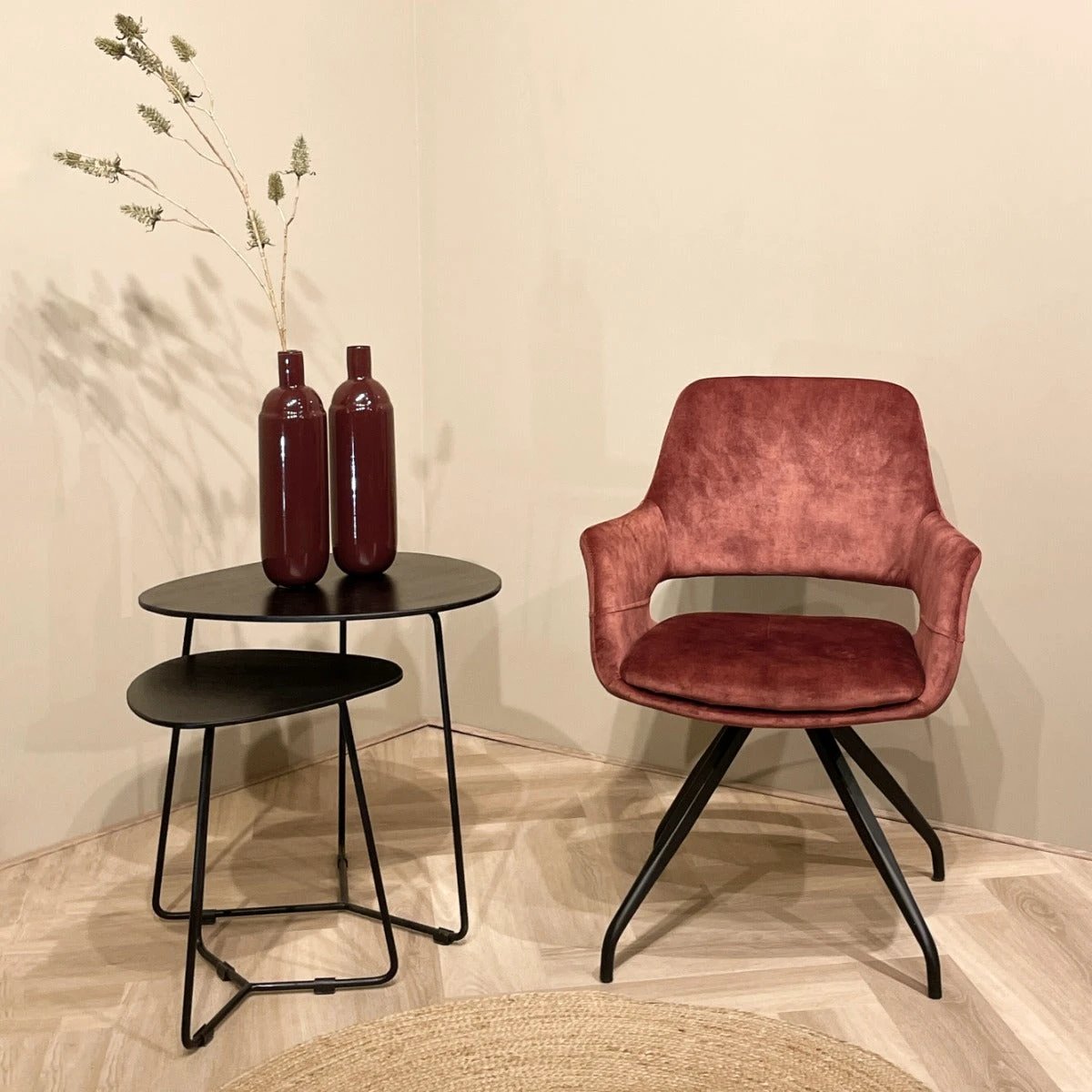 Capp Roestkleurig Fluweel (set van 2) by Livingfurn