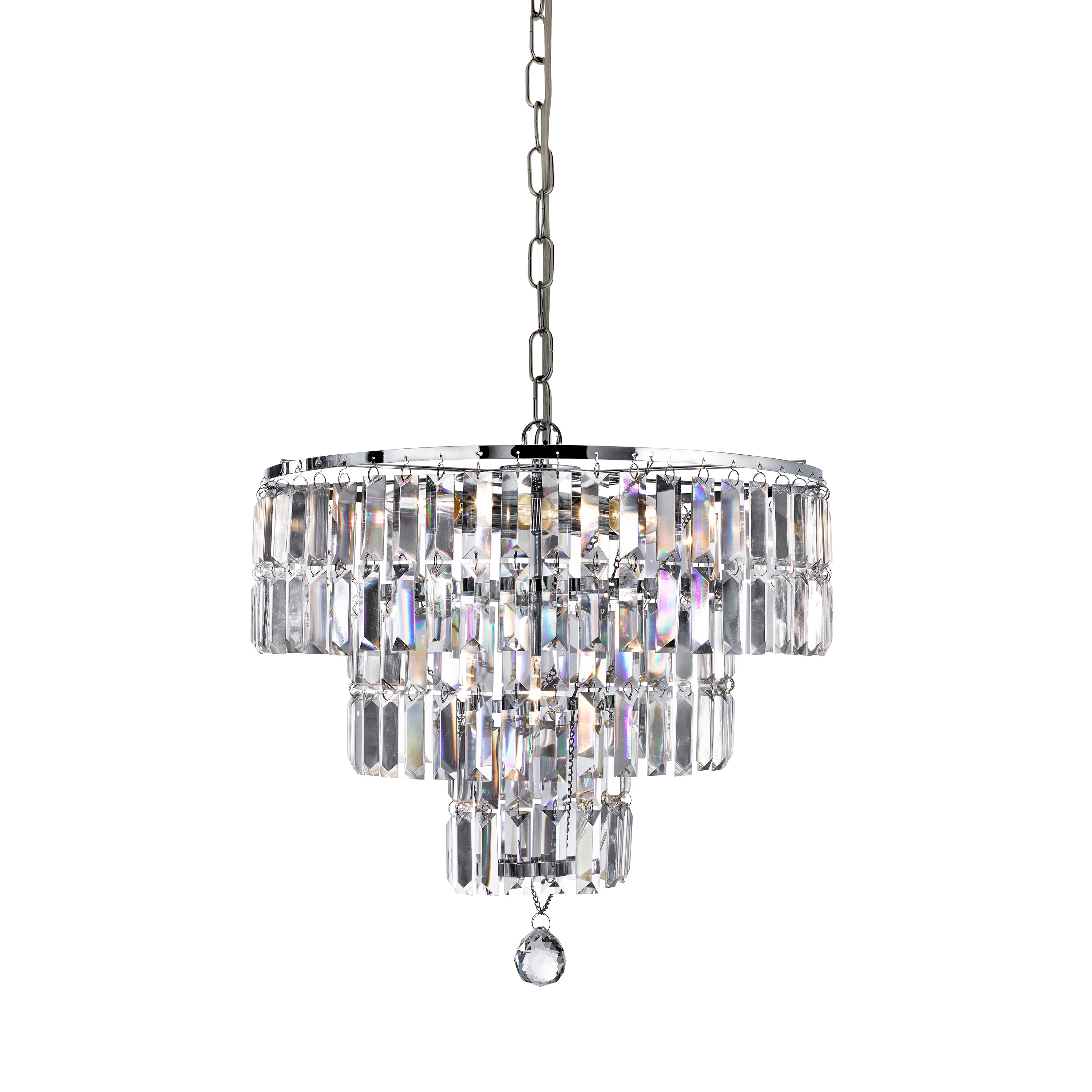 Empire  5Lt Pendant - Chrome Metal & Clear Crystal