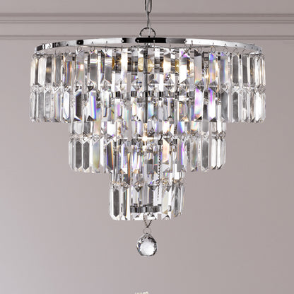 Empire  5Lt Pendant - Chrome Metal & Clear Crystal