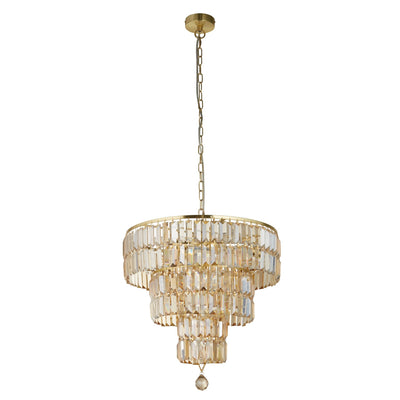 Hanglamp Empire 5Lt - Satin Brass Metal & Champagne Glass by Searchlight