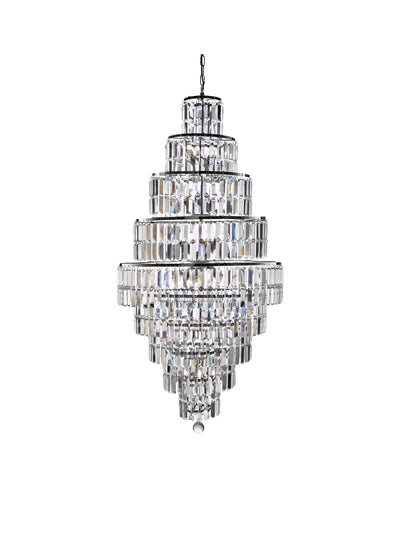Kroonluchter Empire 13Lt - Chrome Metal & Clear Crystal by Searchlight