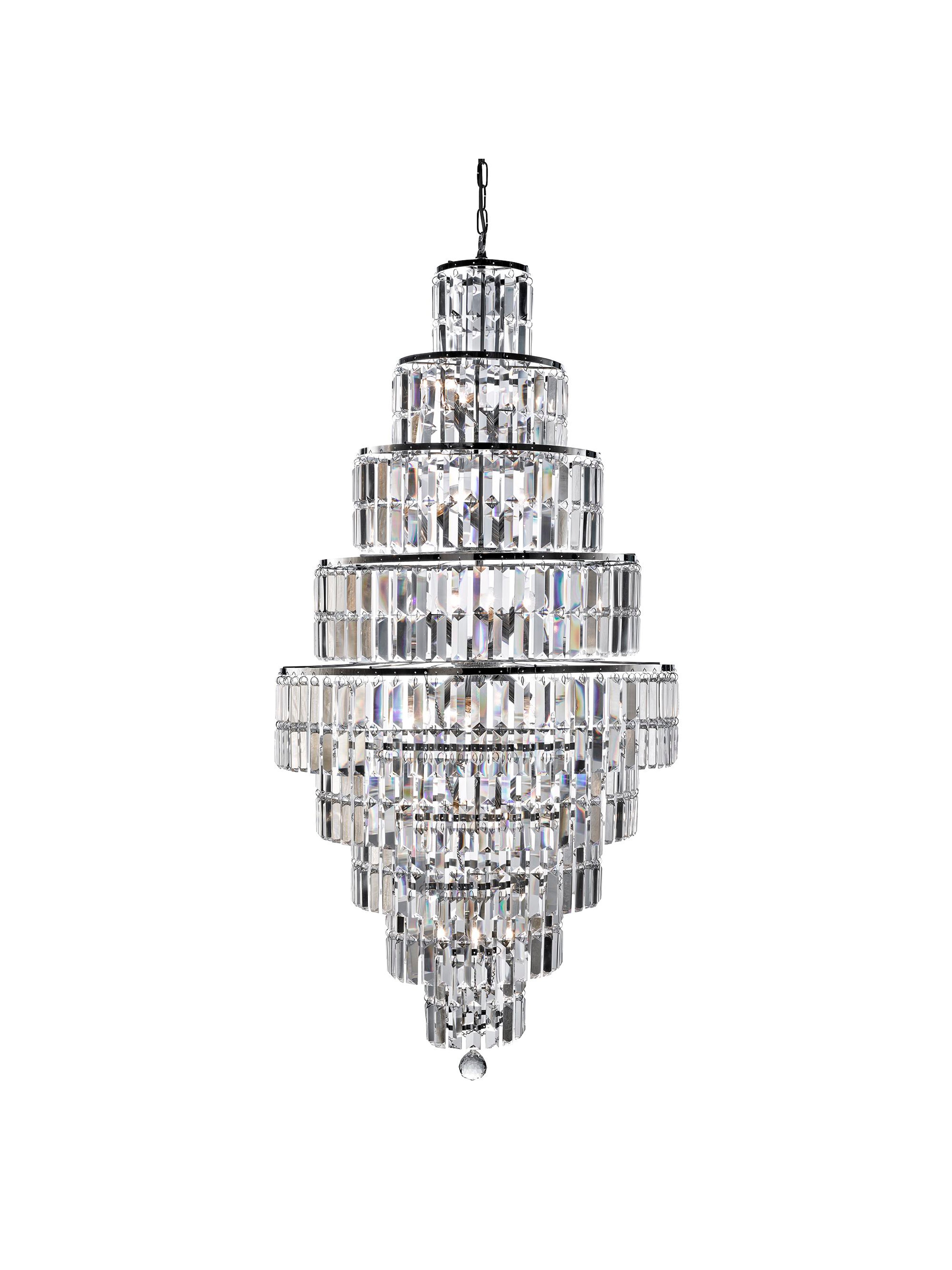 Empire  13Lt Chandelier  - Chrome Metal & Clear Crystal