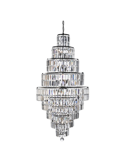 Kroonluchter Empire 13Lt - Chrome Metal & Clear Crystal by Searchlight