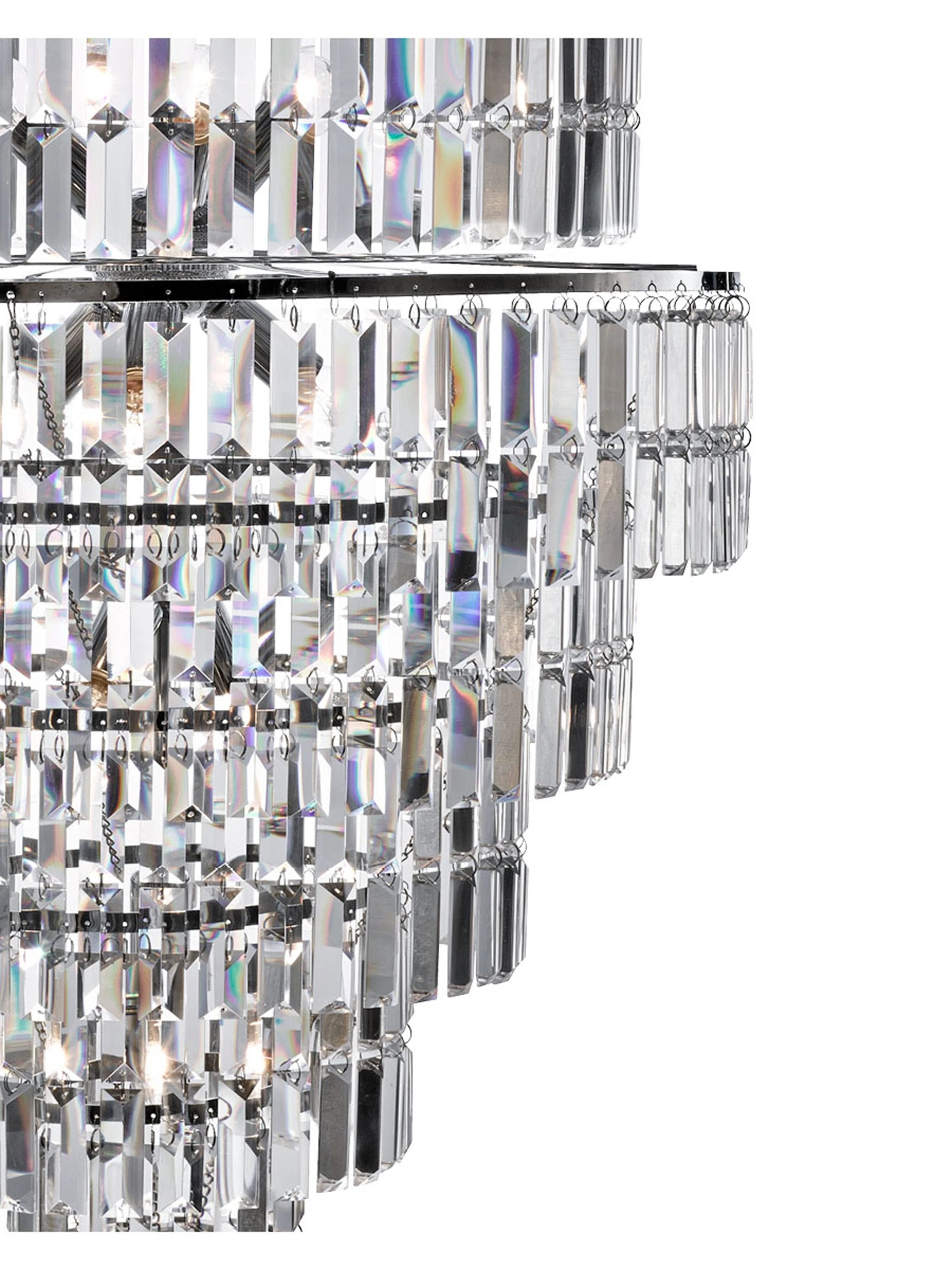 Kroonluchter Empire 13Lt - Chrome Metal & Clear Crystal by Searchlight