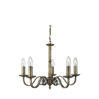 Kroonluchter Richmond 5Lt Antique Brass Metal by Searchlight
