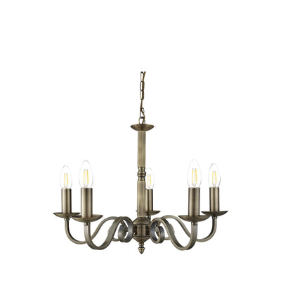 Kroonluchter Richmond 5Lt Antique Brass Metal by Searchlight