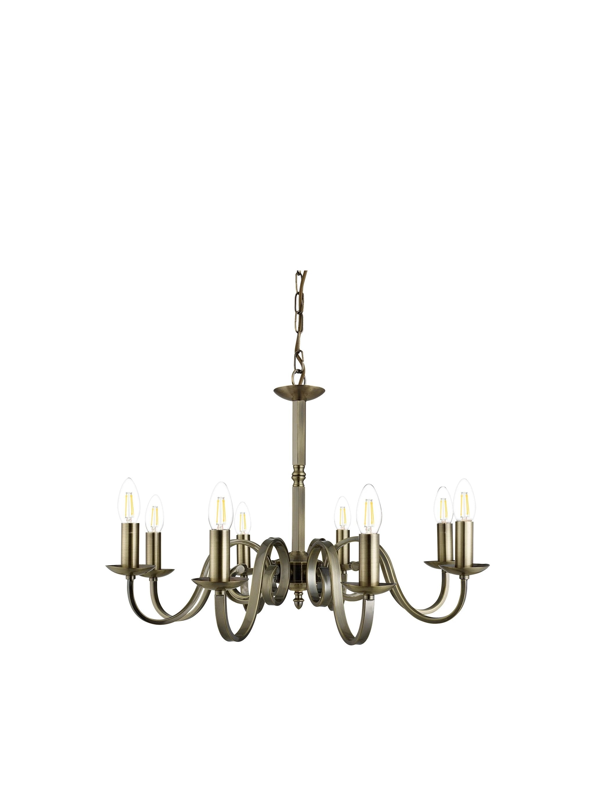 Kroonluchter Richmond 8Lt Antique Brass Metal by Searchlight