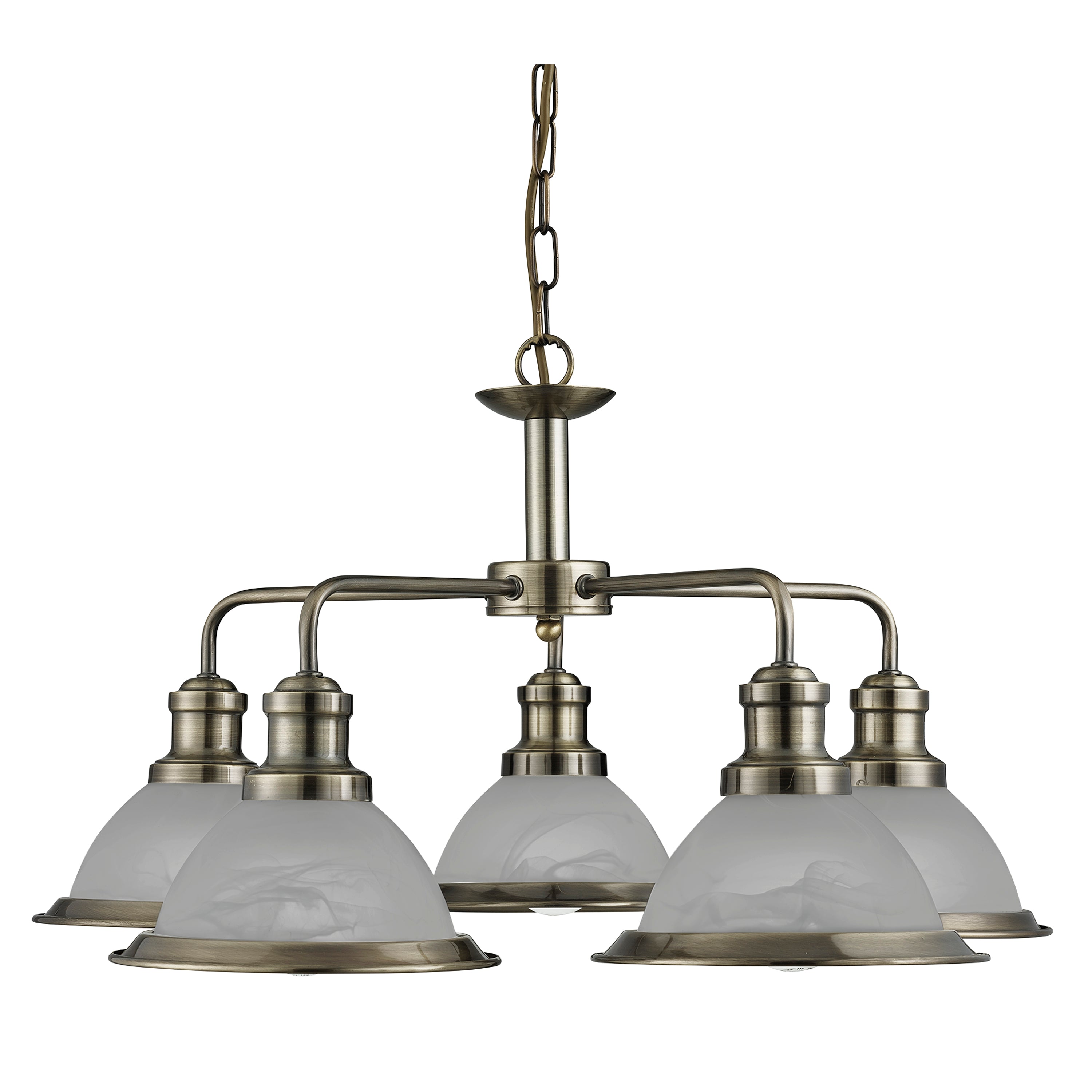 Bistro 5Lt Pendant - Antique Brass Metal & Acid Glass