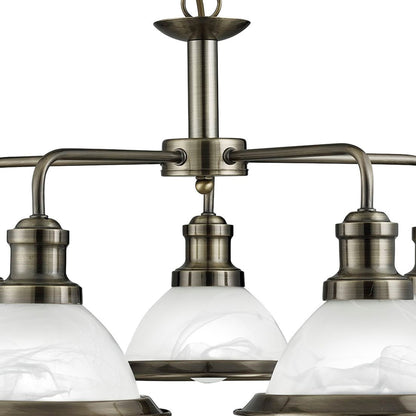 Bistro 5Lt Pendant - Antique Brass Metal & Acid Glass