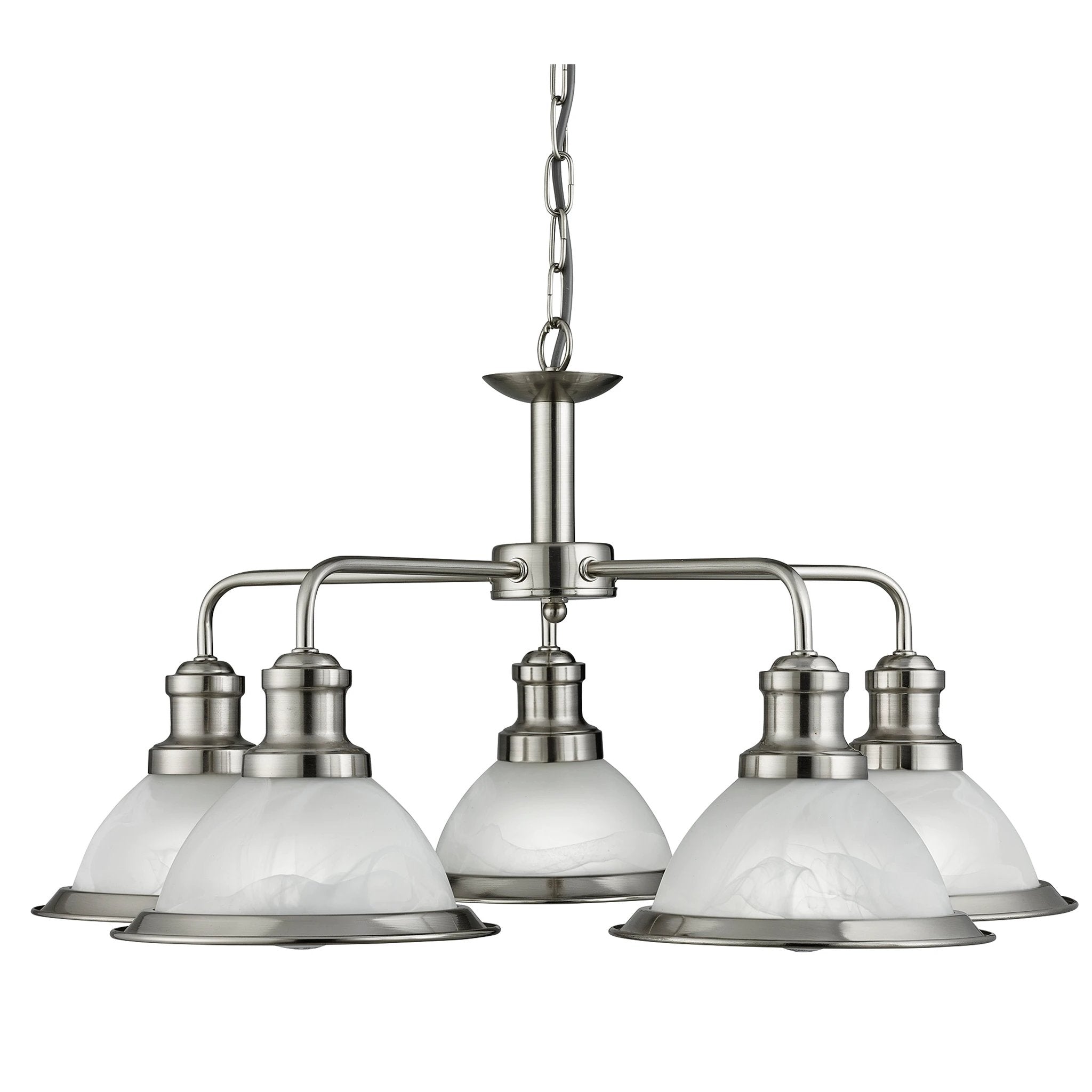 Hanglamp Bistro 5Lt - Satin Silver & Glass by Searchlight