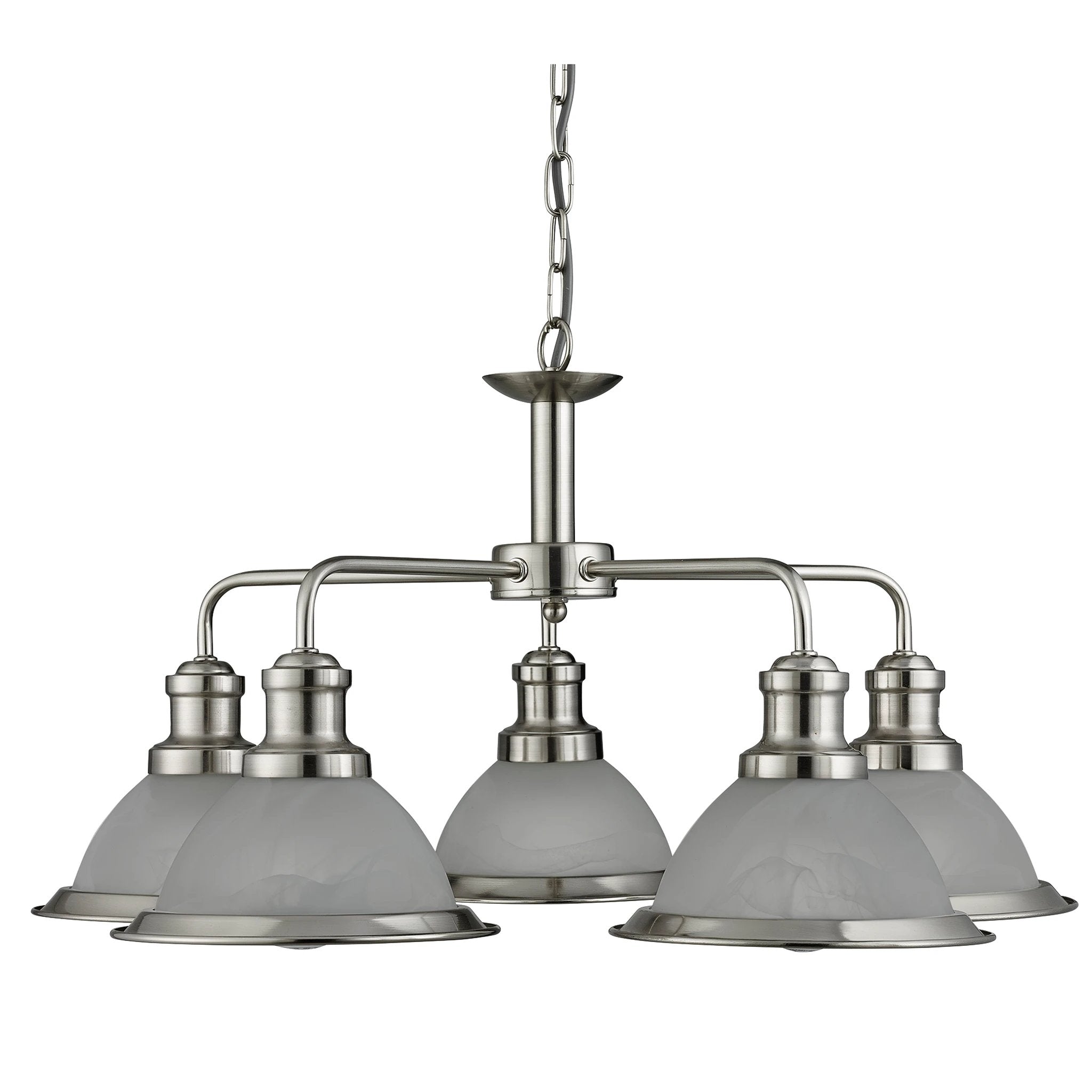 Hanglamp Bistro 5Lt - Satin Silver & Glass by Searchlight