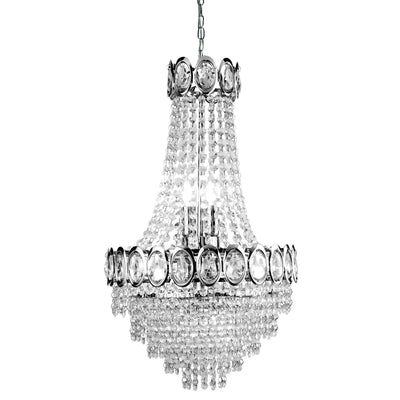 Kroonluchter Louis Phillipe 6Lt Chrome Metal & Crystal by Searchlight